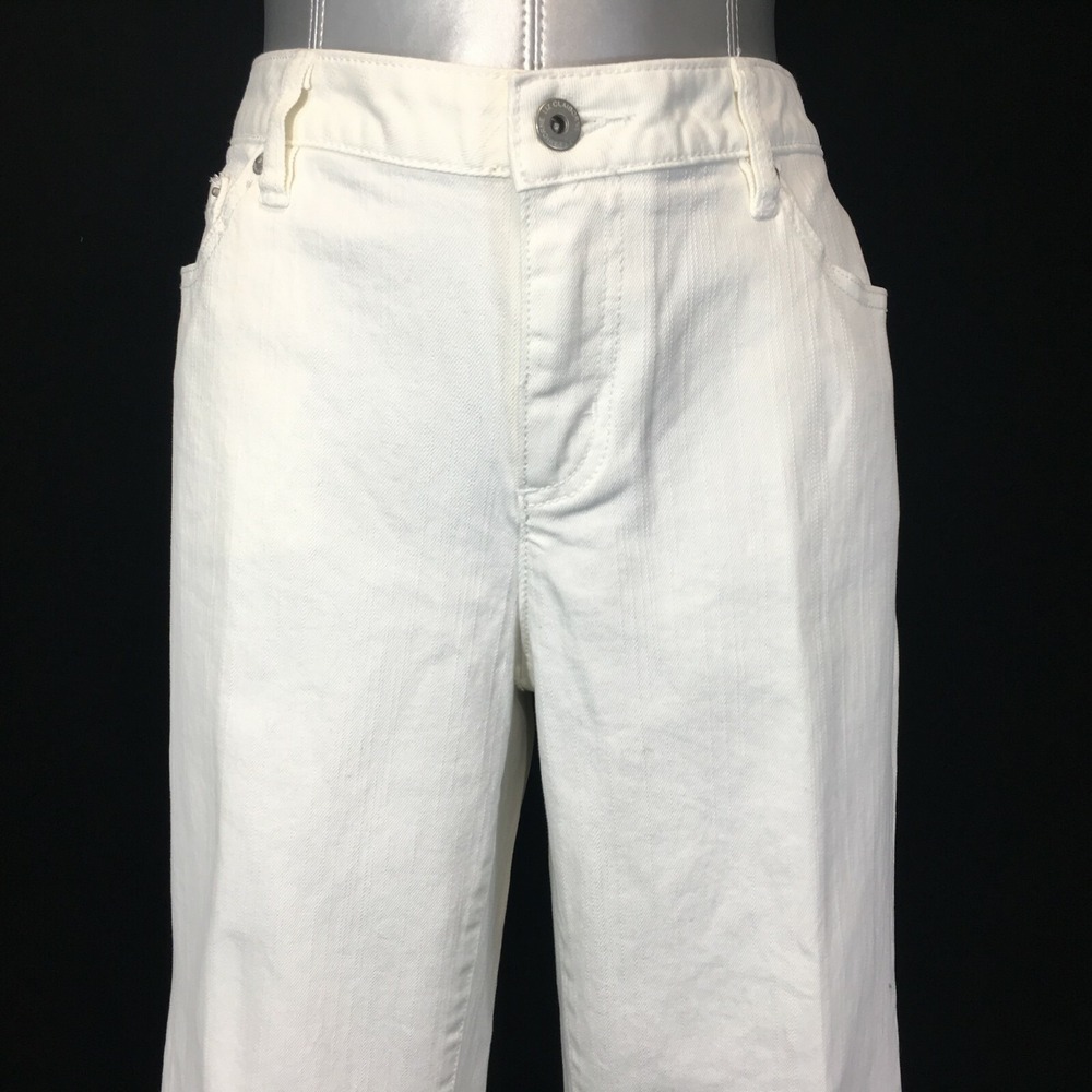 NEW LIZ CLAIBORNE Jean 14 Bleach White Denim Stretch Straight Leg 5 Pocket